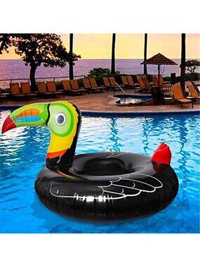 Tropical Toucan Inflatable Pool Float Ride On Beach Swim Rings Luau Party Adult